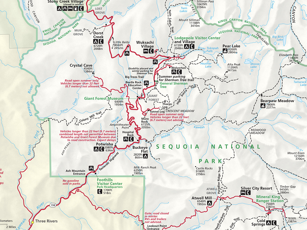 Road Map Of Sequoia National Park